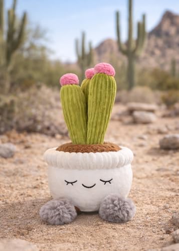 Large Plush Plants in Pots – Flower, Cactus & Succulent Plush Stuffed Plants, Flower Pot Plush Bouquet Decor, Cute Desk & Nursery Room Decor Gift (Succulents Set of Three)