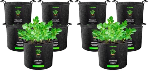 VIVOSUN 10-Pack 7 Gallon Plant Grow Bags, Heavy Duty Thickened Nonwoven Fabric Pots with Handles - color: Black, size: 7 Gallons (Pack of 2)