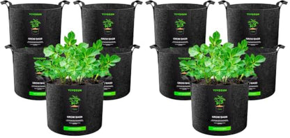 VIVOSUN 10-Pack 7 Gallon Plant Grow Bags, Heavy Duty Thickened Nonwoven Fabric Pots with Handles - color: Black, size: 7 Gallons (Pack of 2)