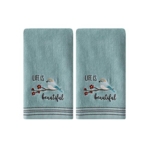 SKL Home by Saturday Knight Ltd. Life Is Beautiful 2 Pc Hand Towel Set, Aqua - color: Life is Beautiful