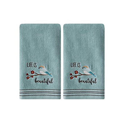 SKL Home by Saturday Knight Ltd. Life Is Beautiful 2 Pc Hand Towel Set, Aqua - color: Life is Beautiful