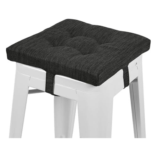 baibu 12 Inches Memory Foam Square Seat Cushion, Dual-Layer Design Bar Stool Square Seat Cushion with Ties - 1 Pads Only, Gray-Black (12'' (30CM)) - color: Gray-black, size: 12x12x1.5 Inch (Pack of 1)