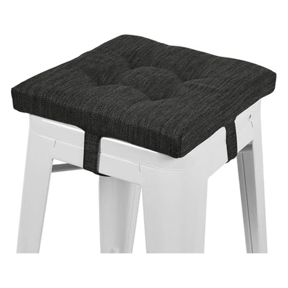baibu 12 Inches Memory Foam Square Seat Cushion, Dual-Layer Design Bar Stool Square Seat Cushion with Ties - 1 Pads Only, Gray-Black (12'' (30CM)) - color: Gray-black, size: 12x12x1.5 Inch (Pack of 1)