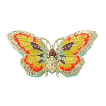 QIFU Hand Painted Colorul butterfly Style Enamel Trinket Box Hinged, Elegant Jewelry Box to Store Jewelry in Style - style: Butterfly