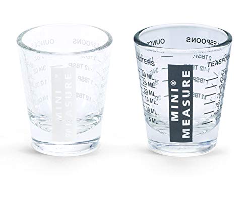 Kolder Mini Measure Heavy Glass, 20-Incremental Measurements Multi-Purpose Liquid and Dry Measuring Shot Glass, Black and White, Set of 2 - color: Black/White, size: Set of 2