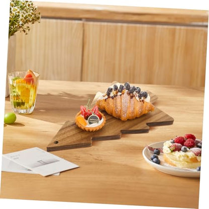 Homoyoyo Wooden Christmas Tree Charcuterie Board Serving Pizza Board Small Round Cutting Home Decorative