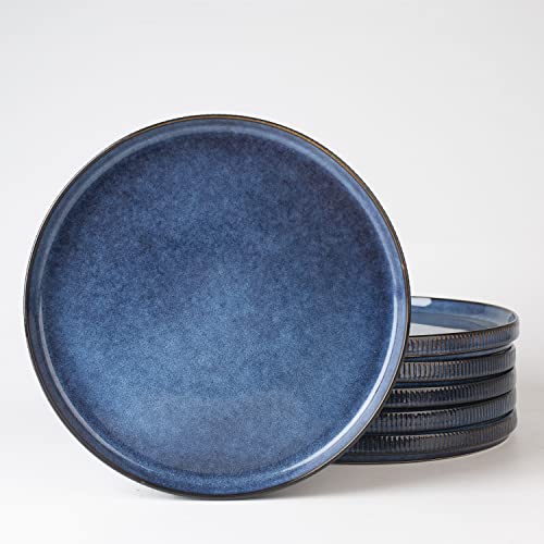 famiware Star 10/8 inches Salad Plates Set for 6, Nebulas Blue | Fine Stoneware Kitchen Plates for Salad, Dessert, Double Reactive Glaze, Microwave Dishwasher Safe, Lead-free, Cadmium-free - color: Nebulas Blue, size: 8"(6pcs)ST