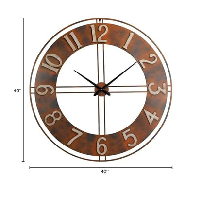 40-Inch Metal Decorative Rusty Wall Clock with Arabic Numerals - size: XX-Large