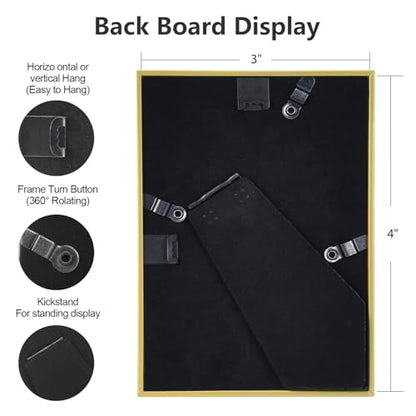 3x4 Picture Frame 2-Pack Gold Thin Aluminum Real Glass Wall Table | Modern Simple Thin Aluminum Metal, Soft Velvet Backing, HD Real Glass, Photo Frame Tabletop and Wall Display - color: Gold-Bronze, size: 3x4