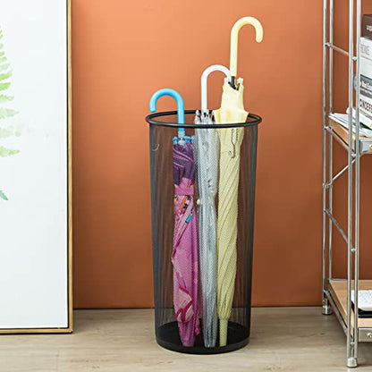 2 Pack Large Umbrella Holder, 10.5x20 Inch Metal Mesh Umbrella Stand, Freestanding Bucket for Umbrellas, Canes, Walking Sticks, Wrapping Paper, Entryway, Home, Office, Hotel, Black