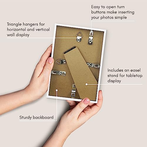 Americanflat 4x6 Picture Frame with Shatter-Resistant Glass - Streamline Collection - Thin Border Photo Frame for Tabletop and Wall Display - Hanging Hardware and Easel Stand Included - White | Shatter-resistant glass, wall or tabletop display with includ