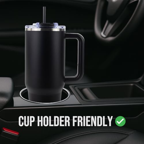 Hogg Big Swig 40oz Tumbler with Handle and Straw - Black, 40 oz Tumbler, Insulated Cup with Handle, 40oz Water Bottle with Straw, Thermal Cups, Leak Proof Lid, Travel Mugs, Stainless Steel - color: Black