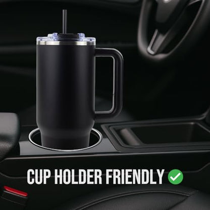 Hogg Big Swig 40oz Tumbler with Handle and Straw - Black, 40 oz Tumbler, Insulated Cup with Handle, 40oz Water Bottle with Straw, Thermal Cups, Leak Proof Lid, Travel Mugs, Stainless Steel - color: Black