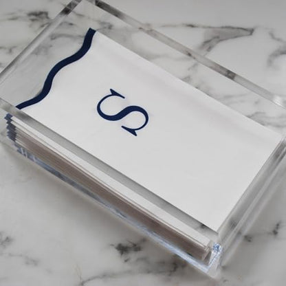 Stxy's Monogram Guest Towels, 40 Lettered Hand Towels - Navy Blue Letter 'S', Decorative Scalloped Monogrammed Paper Napkins, Blue and White Disposable Dinner Napkins for Bathroom, S Gifts - style: S