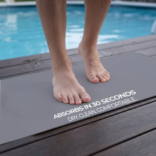 Homergy Bath Mat for Bathroom Non Slip, Quick Dry, 24x48 in, Grey | Ultra absorbent, machine washable, mildew resistant shower mat with rubber backing for tub, poolside and outdoor showers - color: Gray, size: 24" x 48"