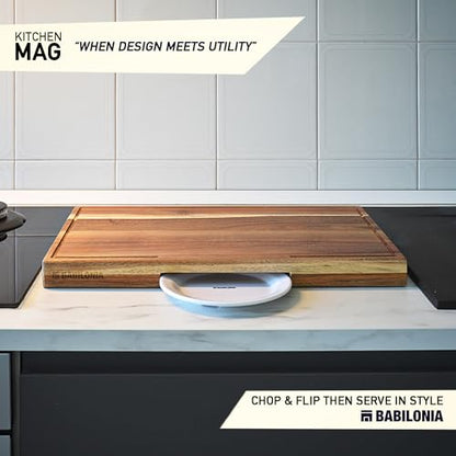 Acacia Wood Cutting Board for Kitchen, Thick Non Toxic Butcher Block | Hard Wood Edge Grain With Juice Groove 25" x 15" (Thick 1.7") Professional Heavy Duty Wooden Chopping Board (Oil Included) - color: Acacia Wood, size: 24"L x 15"W