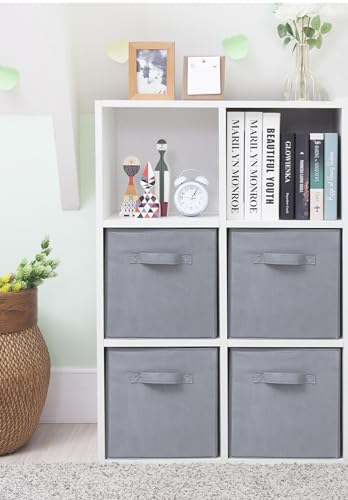 Storage Cubes, 11 Inch Cube Storage Bins, Set of 4, Fabric Foldable Storage Bins With Handles, Closet Storage Organizer Bins, Cubby Clothing Storage Baskets for Shelves, Gray - color: Gray, size: 4 Pack
