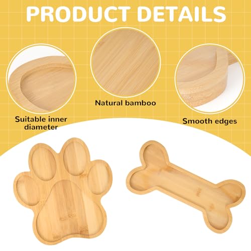Bamboo Paw Shaped Tray Set - Cute Dog Paw & Bone Serving Tray with Grooves, Animal Themed Bone Shaped Party Supplies, Wood Candy Dish Bowl Gifts for Dog and Cat Lovers
