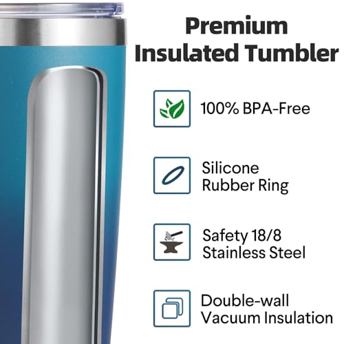 Volhoply 20oz Stainless Steel Tumbler with Lid and Straw Bulk 4 Pack,Double Wall Insulated Travel Iced Coffee Mug Fits Cup holder,Powder Coated Cups for Cold Drinks,Gifts for Women（Dark Night,4 Set） - color: Dark Night
