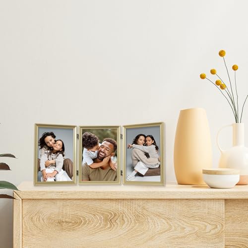Lawrence Frames Bead Border Design, 5x7 Triple, Satin Gold - color: Satin Gold, size: 5 Inches X 7 Inches, Triple