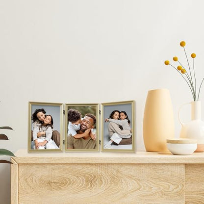Lawrence Frames Bead Border Design, 5x7 Triple, Satin Gold - color: Satin Gold, size: 5 Inches X 7 Inches, Triple