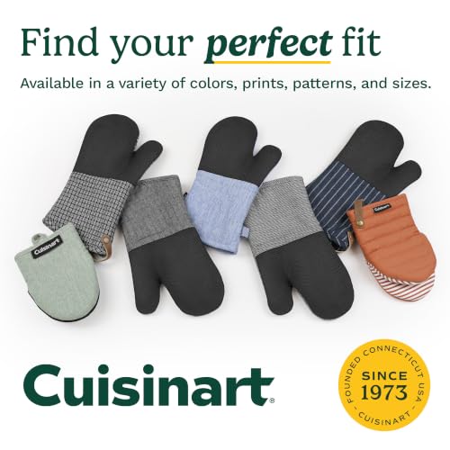 Cuisinart Mini Oven Mitts, 2-Pack, Neoprene Grip, Heat Resistant 350F | Cotton-lined, non-slip neoprene palm, ambidextrous design, ideal for smaller hands and everyday cooking - color: Sage