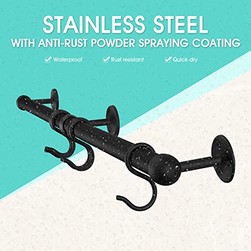 ROTHLEY Hanging Pot Rack Hanger: 23.7 Inch Stainless Steel Pot and Pan Hanger Pot Rack Wall Mounted Hanging Pots and Pans Rack Pot Hangers for Kitchen Wall Kitchen Rail with Hooks（Matt Black） - color: Matte Black, size: 23.7 inch