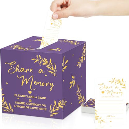 Pajean 50 Share a Memory Cards for Celebration of Life,Purple,Gold,Trendy - color: Purple Gold, style: Trendy