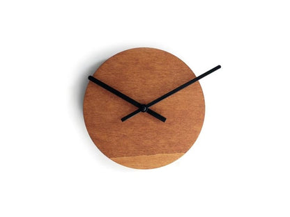 Modern Wood Wall Clock, Minimalist Round Silent Wall Clock, Natural Brown Wooden Clock with Black Hands for Living Room Bedroom Office Decor, 12 Inch