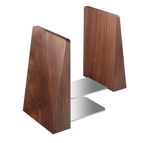 DRELIFAM Walnut Book Ends Heavy Duty Handmade Book Ends for Shelves Decorative Bookends to Hold Heavy Books (Black Walnut Wood Small) - color: Walnut Wood Small