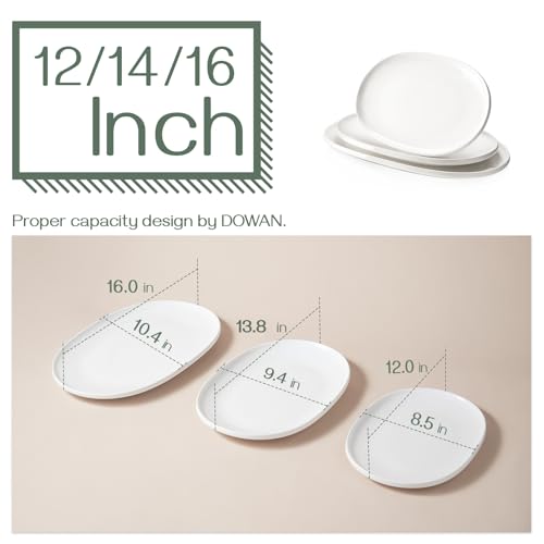 DOWAN Large Serving Platter, 16"/14"/12" Porcelain Platters for Entertaining Wedding Party, White Oval Plates Set of 3, Serving Dishes for Serving Food, Housewarming Gifts - color: Ellipse