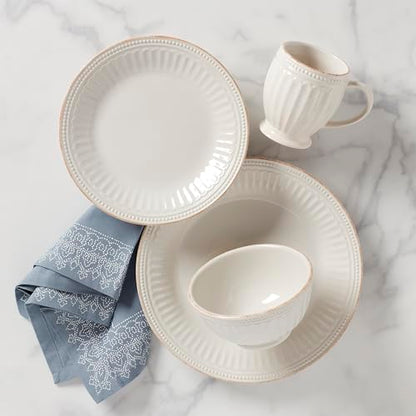 Lenox White French Perle Groove 4Pc Place Setting, 6.95 LB - style: 4-Piece Place Setting