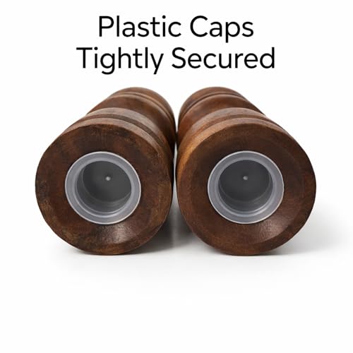 Handcrafted Hawaiian Acacia Wood Salt & Pepper Shaker Set – 4” Natural Wood Grinders, Anti-Clog Design, Sustainably Harvested, Kitchen Table Decor