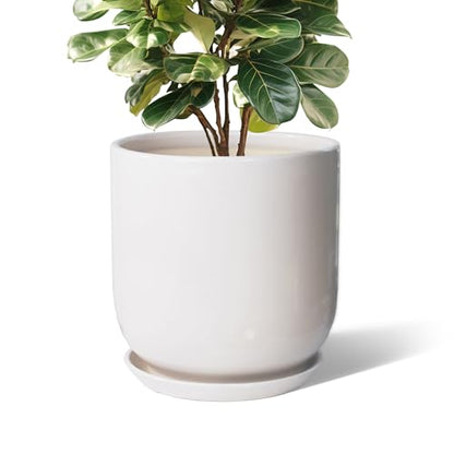 12in Plant Pot，Ceramic Plant pots，Ceramic Planter for Indoor Plants Outdoor,Mid-Century Modern Home Decor, Modern Flower Pot, Large Plant Pot with Drainage Hole and Saucer - size: 12IN