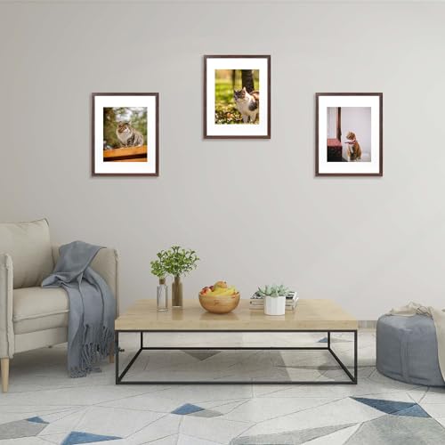 11x14 Picture Frame Brown 3 Pcs Frames can Display 8x10 Picture with Mat or 11x14 Without Mat on the Wall - color: Brown, size: 11x14 in-3Pack