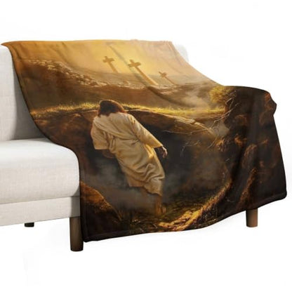 Jesus Leaving The Tomb 01 Flannel Blankets Fleece Soft Throw Lightweight Plush Gifts for Couch, Bed, Cozy Sofa Plush, Chair, Lovers 60x80in(150x200cm) - color: Style-10, size: 60x80in(150x200cm)