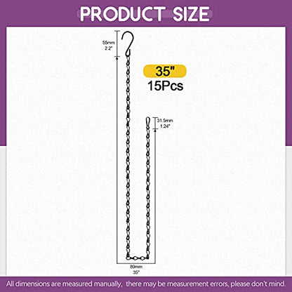 Swpeet 15Pcs Black 35 Inch Garden Plant Hangers Hanging Chain with Hooks Clips, Garden Plant Hangers Hanging Basket Chains for Decorative - size: 35 Inch