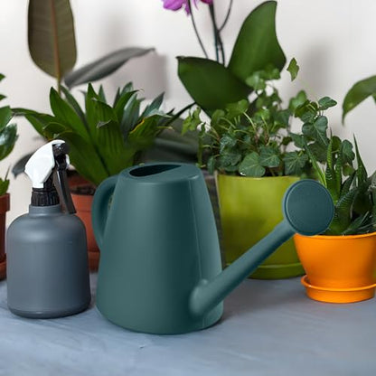ZXJ Plant Watering Cans for Indoor and Outdoor Home Garden Plants - with Long Spout - Blackish Green - 1/2 Gallon - color: Blackish Green