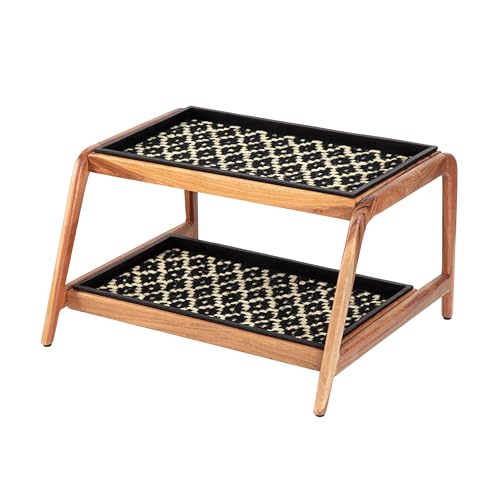 Anji Mountain Heavy Duty Waterproof Wooden Shoe Storage Mat Organizer/Boot Storage Tray Multi Use for Entryway with Coir, Black and Ivory Insert, 2 Tier, Fits 4 Pair (26.5" Wide) - color: Black and Ivory, size: 2 Tier, Fits 4 Pair