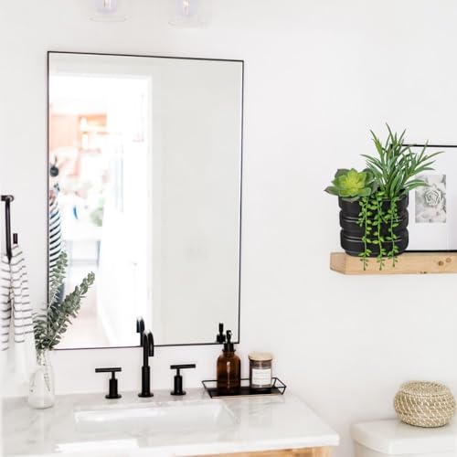 Fake Succulents in Ceramic Pots Dual Use Artificial Succulents Arrangement in Black Vase Hanging Succulents Plants Artificial Small Fake Plants for Desk Office Decor Faux Succulents Desk Plant-2