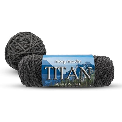 Mary Maxim Titan Bulky Yarn, Weight 5 Acrylic, Chunky Yarn for Crocheting and Knitting, Ideal for Thick, Soft Blankets, Throws, and Graph Style Sweaters, 80 Yards - Dark Grey - 1 Skein - color: Dark Grey