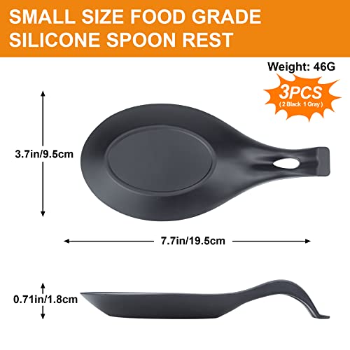Spoon Rest for Stove Top, 3 Pack Small Silicone Spoon Holder for Kitchen Counter, Coffee Spoon Rest, Heat Resistant Cooking Spoon Holder Perfect Kitchen Gadgets - color: Gray