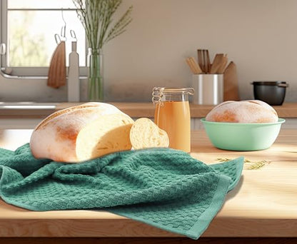 COTTON CRAFT Amazing Kitchen Towels - 8 Pack 100% Cotton Waffle Terry Towel | Seafoam - 16x28 Euro Café Waffle Weave Dish Towels - Soft Absorbent Quick Dry Low Lint Reusable Pantry Bar Cleaning Cloth - color: Seafoam, size: 8 Pack