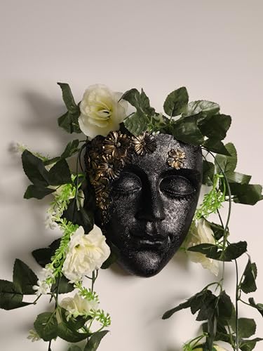 Face Shape Wall Planter Elegant Black Resin Wall-Mounted Head Pot with Drainage Hole Unique Small Vase Holder for Flower,Succulents, Hanging Plants for Plant Lovers - color: Black