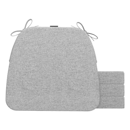 AAAAAcessories D-Shaped Chair Cushions, 2" Thick Dining Chair Pads with Ties and Removable, Machine-Washable Cover, 17" x 16", Set of 4, Light Gray - color: Light Gray, size: 4 Count(Pack of 1)