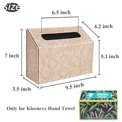 Hand Towels Box Cover,PU Leather Tissue Box Cover Holder Compatible with Kleenex Disposable Paper Hand Towels Suitable for Dining,Kitchen,Bathroom(1-Carved Light Brown) - color: 1-carved Light Brown2