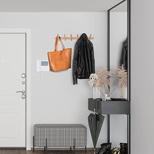 KYSMOTIC Modern Wood Coat and Hat Rack - Wall Mounted - 6 Peg Hooks - Stylish, Natural, Smooth - color: Natural, size: 6 Hooks