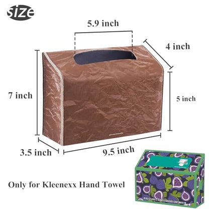 Hand Towels Box Cover,PU Leather Tissue Box Cover Holder Compatible with Kleenex Disposable Paper Hand Towels Suitable for Dining,Kitchen,Bathroom(1-Brown) - color: 1-brown