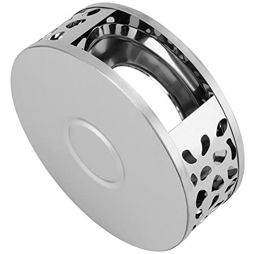 KEILEOHO 3 PCS Teapot Warmer, Stainless Steel Teapot Warmer, Metal Teapot Heater with Tealight Candle Holder, Brushed Coffee Tea Warmer Base for Glass or Ceramic Teapot, Silver