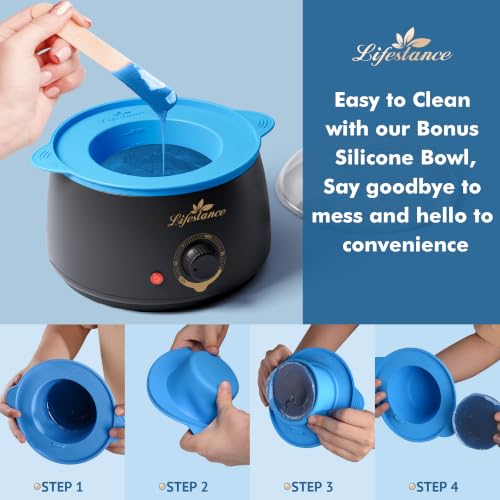 Lifestance Complete Home Waxing Kit, L1 Hard Wax Warmer for Hair Removal, Brazilian Bikini Wax Kit for Women Men, 59 Items, No-Mess Silicone Liner, Wax Heater, Hot Wax Pot for Body Leg Face Eyebrow | Brazilian, Bikini, Body, Leg, Face & Eyebrow, 59-Piece
